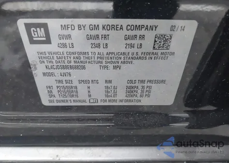 2014 Buick Encore Premium z USA, uszkodzony, nr VIN KL4CJDSB8EB688206